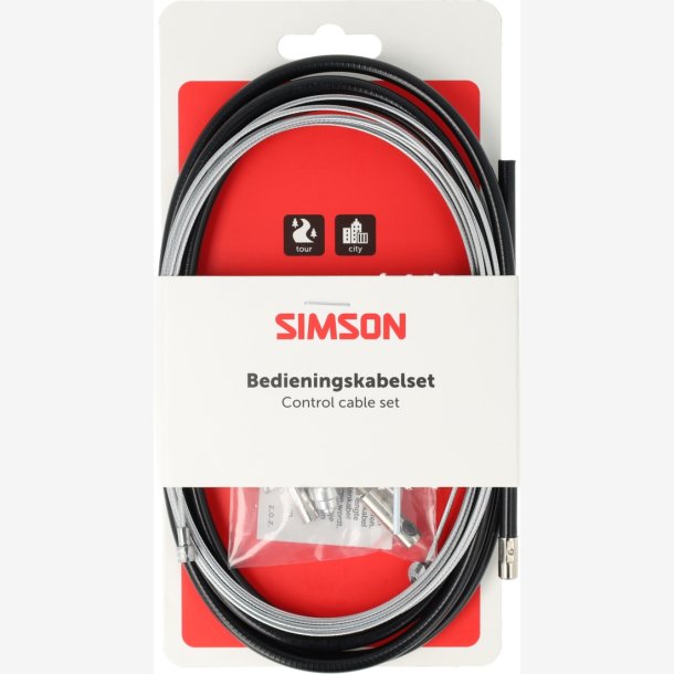 Tromlebremsekabels�t Simson komplet universal rustfrit st�l - sort