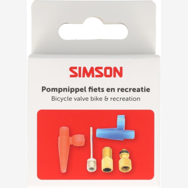 Simson Pumpe Nippel Sortiment Cykel + Fritid 5-delt