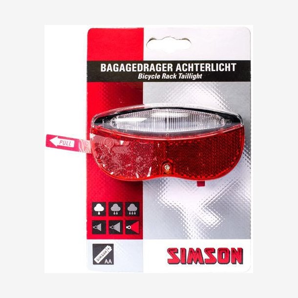 Simson Baglygte for Carrier LED with Batteries