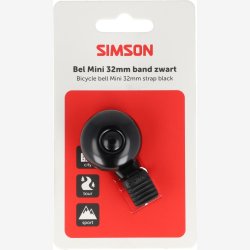 Simson Mini cykelklokke med fleksibel rem 32mm - sort