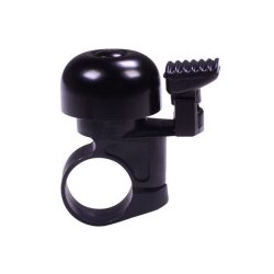 Simson cykelklokke Mini 32mm med fast plastbeslag - sort