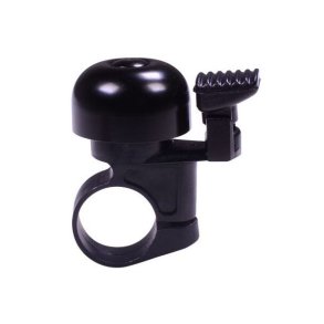 Simson cykelklokke Mini 32mm med fast plastbeslag - sort