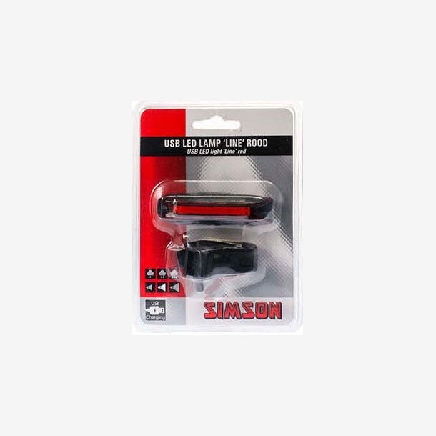 Simson USB LED Forlygte ''Line" - 20 LED's - 3 Lux - red