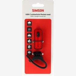 Simson USB-C LED Lomme Baglygte - R�d