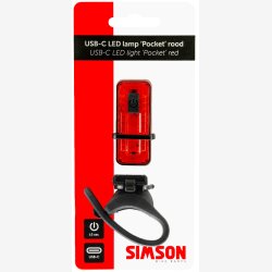Baglygte Simson USB-C LED lampelomme - rd